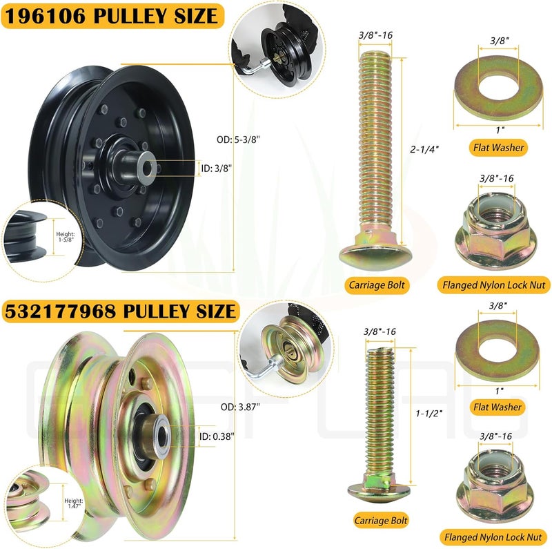BOSFLAG 532196106 Husqvarna Idler Pulley with 532197379 Husqvarna Idler Pulley Replaces 5321973-79, 532197379, 196106, 197379, 496106, 532177968, 5321779-68, 5321931-97, 532193197, 177968, 193197 - Image 5